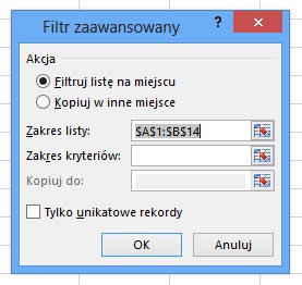 Ustawienia filtrów