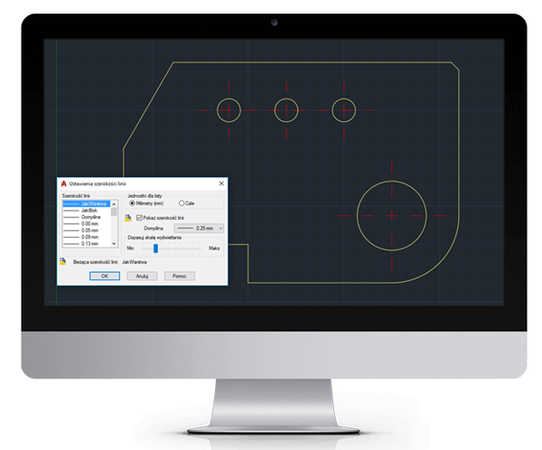 Blacha wykonana w AutoCAD