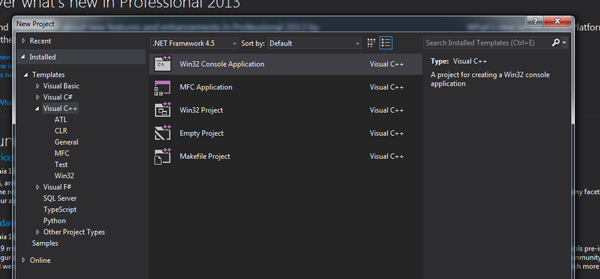 Tworzenie nowego projektu w visual studio