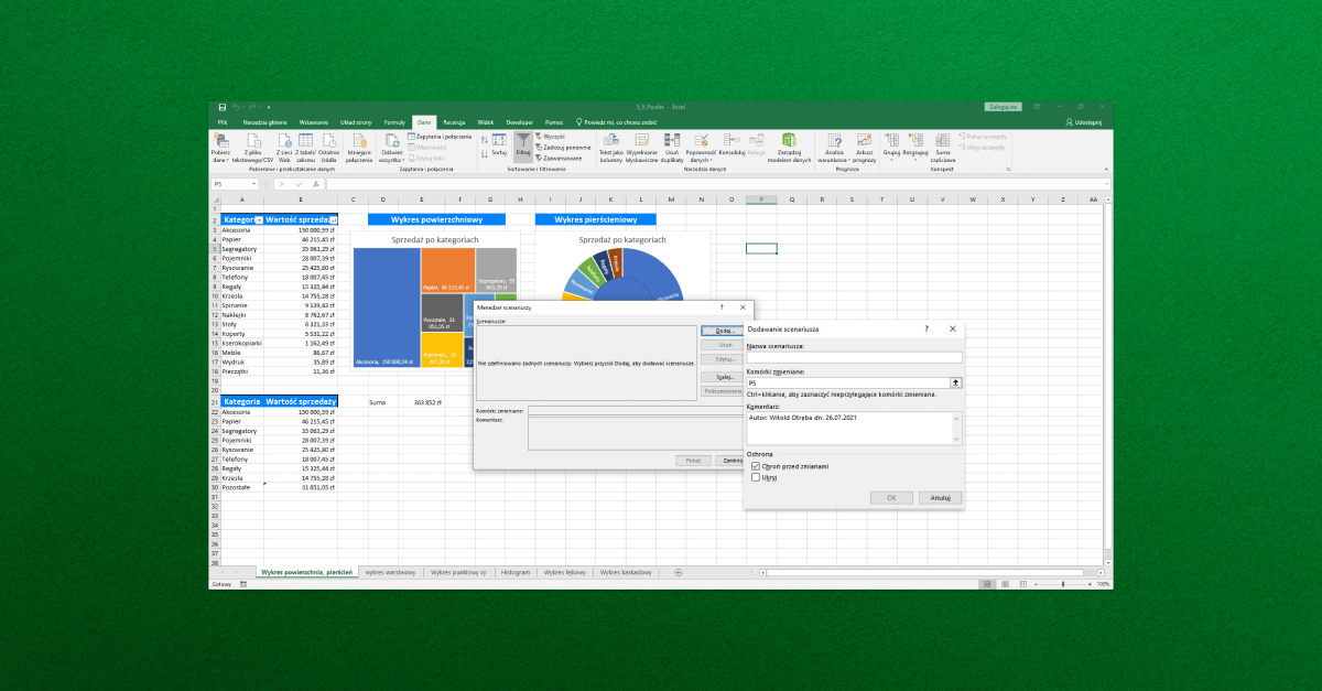 Excel - analiza za pomocą menedżera scenariuszy