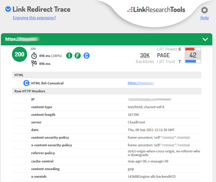 wtyczka link redirect trace