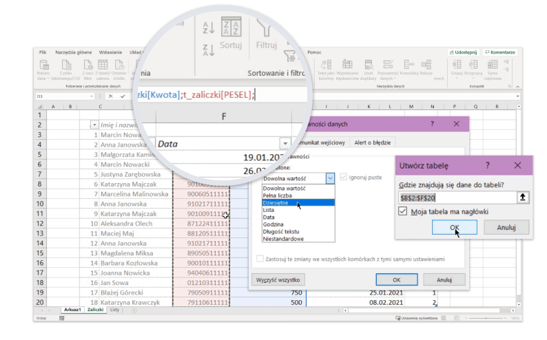 Arkusz excel przydatny dla HR