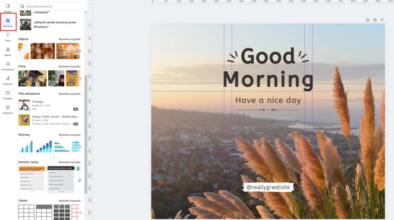 Dodawanie elementów graficznych w Canva